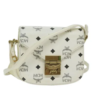 Shop Mcm Visetos Canvas Shoulder Bag () In White