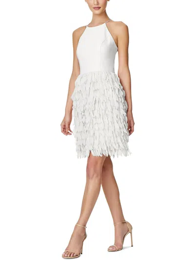 Shop Aidan Mattox Womens Feathered Halter Cocktail And Party Dress In White