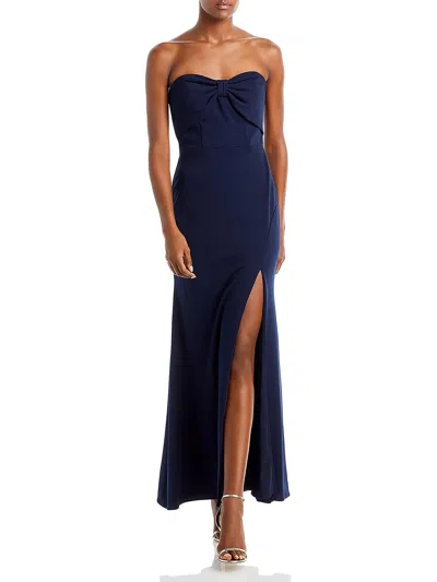 Shop Aqua Womens Bow Long Evening Dress In Blue