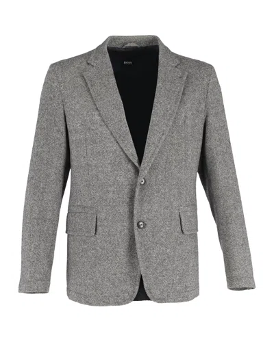 Shop Hugo Boss Boss Single-breasted Blazer In Gray Wool In Grey