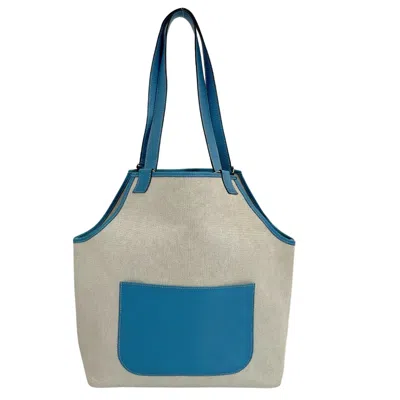 Shop Hermes Jardinier Canvas Shoulder Bag () In Blue