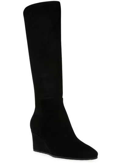 Anne Klein Akvalonia Womens Faux Suede Wide Calf Knee-high Boots In Black