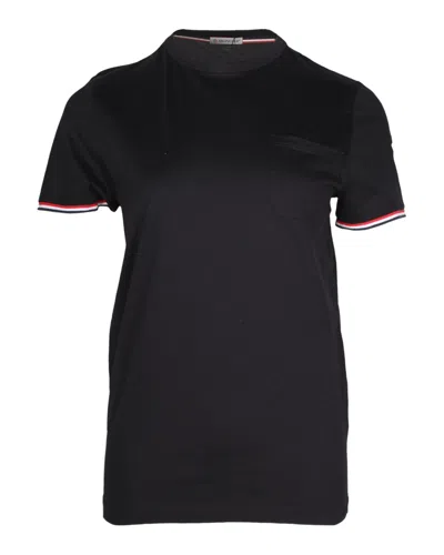 Shop Moncler Striped T-shirt In Black Cotton