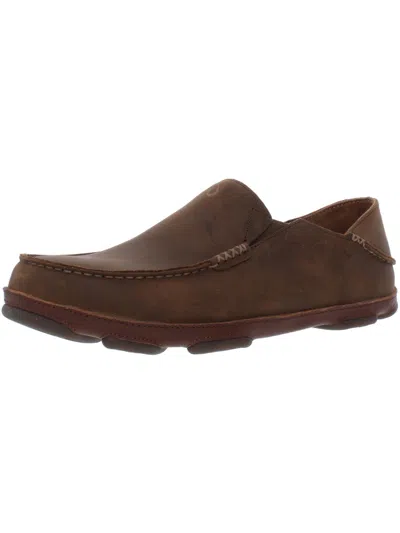 Shop Olukai Moloā Mens Suede Flat Loafers In Brown