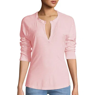 Shop James Perse Split Neck Raglan T-shirt In Light Pink