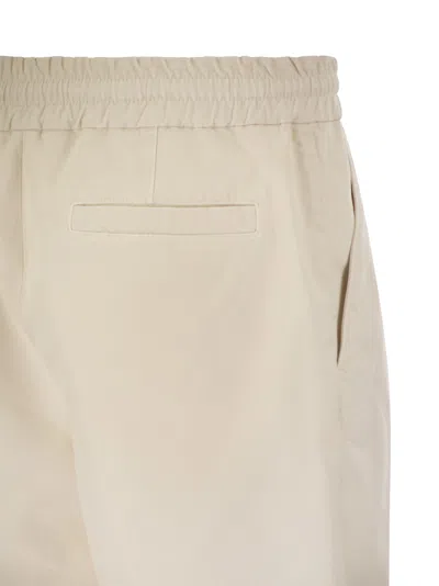 Shop Brunello Cucinelli Bermuda Shorts In Garment Dyed Cotton Gabardine With Drawstring And Double Darts