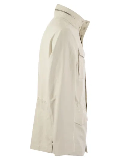 Shop Brunello Cucinelli Field Jacket In Linen And Silk Membrane Panama With Heat Tapes
