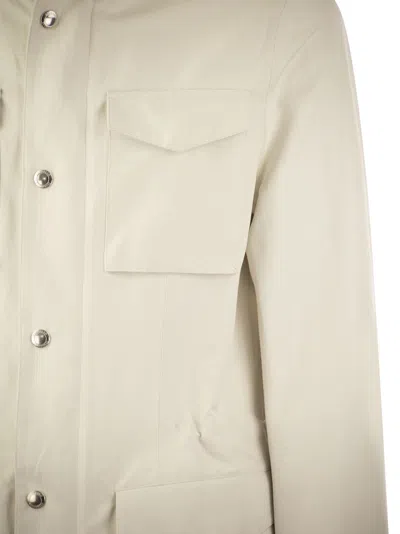 Shop Brunello Cucinelli Field Jacket In Linen And Silk Membrane Panama With Heat Tapes