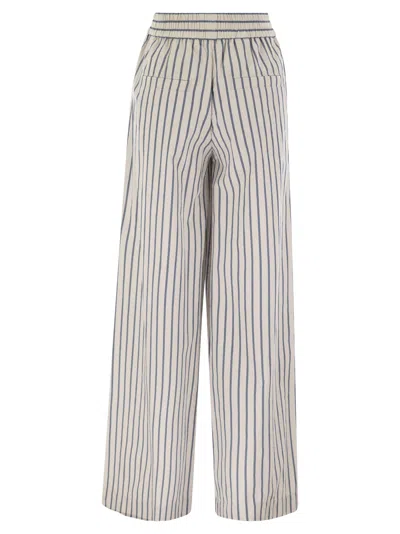 Shop Brunello Cucinelli Loose Track Trousers In Wrinkled Cotton Linen Poplin