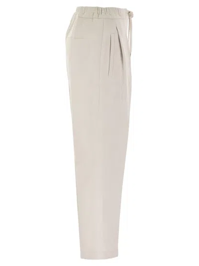 Shop Brunello Cucinelli Slouchy Trousers In Cotton Gabardine And Linen