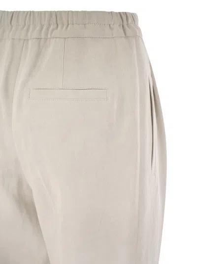 Shop Brunello Cucinelli Slouchy Trousers In Cotton Gabardine And Linen