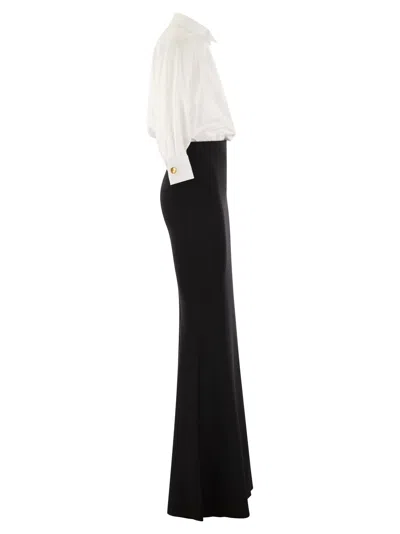 Shop Elisabetta Franchi Combined Red Carpet Dress In Cotton And Crepe