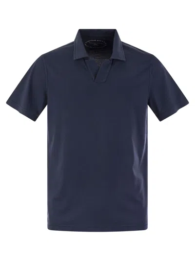 Shop Fedeli Cotton Polo Shirt With Open Collar