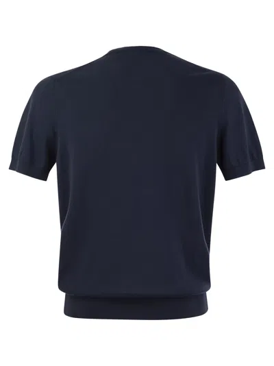 Fedeli Garment-dyed Black Crew-neck T-shirt In Organic Cotton