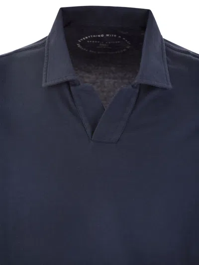 Shop Fedeli Cotton Polo Shirt With Open Collar