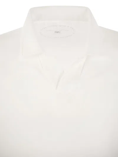 Shop Fedeli Cotton Polo Shirt With Open Collar