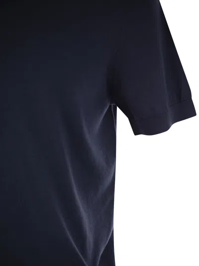 Fedeli Garment-dyed Black Crew-neck T-shirt In Organic Cotton