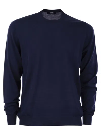 Shop Fedeli Crew Neck Sweater In Superfine Virgin Wool