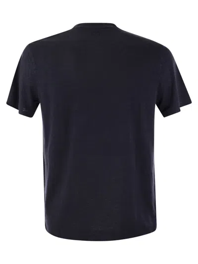 Fedeli Ribbed Hem Short Sleeves Textured Pattern In Black