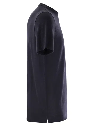 Fedeli Ribbed Hem Short Sleeves Textured Pattern In Black