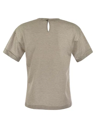 Shop Peserico Lightweight Striped Jersey T Shirt And Punto Luce