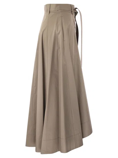 Shop Peserico Long Skirt In Lightweight Stretch Cotton Satin
