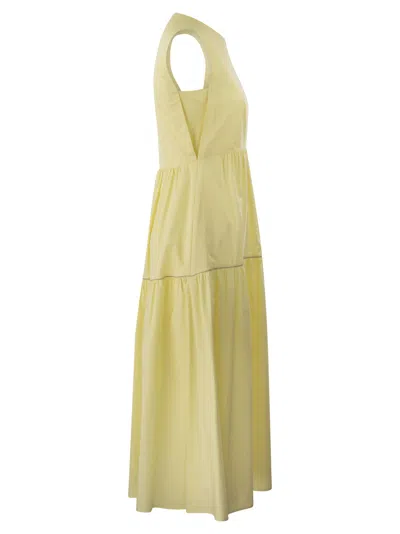 Shop Peserico Midi Dress In Light Stretch Cotton Satin