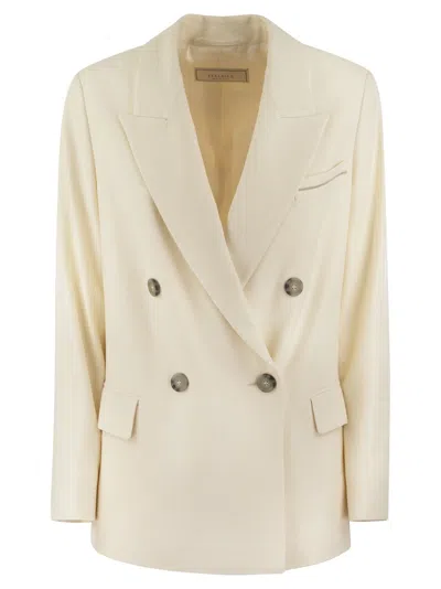 Shop Peserico Viscose Blend Double Breasted Blazer