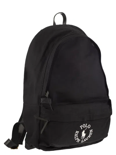 Shop Polo Ralph Lauren Canvas Backpack With Embroidered Logo
