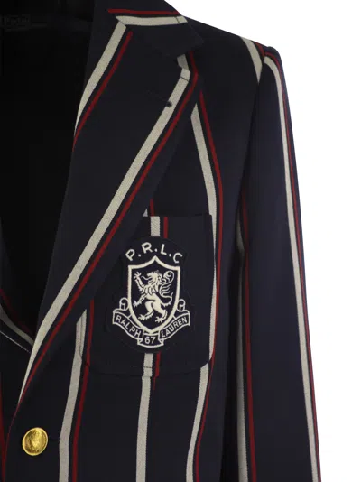 Shop Polo Ralph Lauren Striped Blazer With Crest