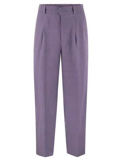 Shop Pt Pantaloni Torino Daisy Viscose And Linen Trousers