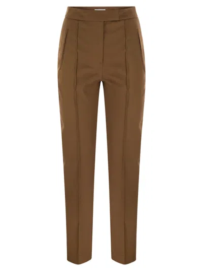 Shop Pt Pantaloni Torino Frida Cotton And Silk Trousers With Pleat