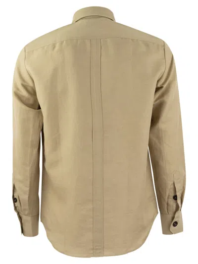 Shop Pt Pantaloni Torino Linen And Cotton Safari Shirt