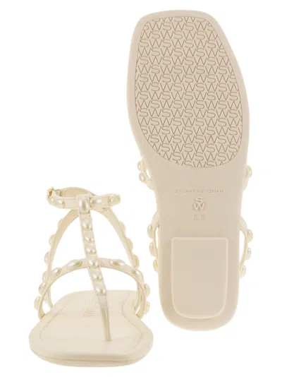 Shop Stuart Weitzman Pearlita Thong Sandal With Pearls