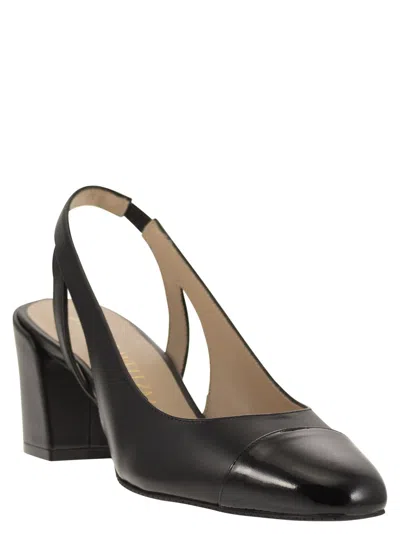 Stuart Weitzman 'sleek' Black Slingback Pumps With Block Heel