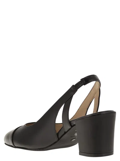 Stuart Weitzman 'sleek' Black Slingback Pumps With Block Heel