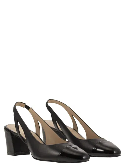 Stuart Weitzman 'sleek' Black Slingback Pumps With Block Heel