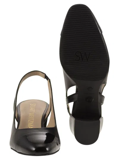 Stuart Weitzman 'sleek' Black Slingback Pumps With Block Heel
