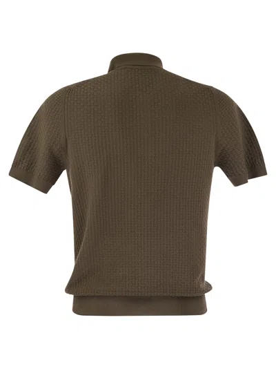 Shop Tagliatore Knitted Cotton Polo Shirt