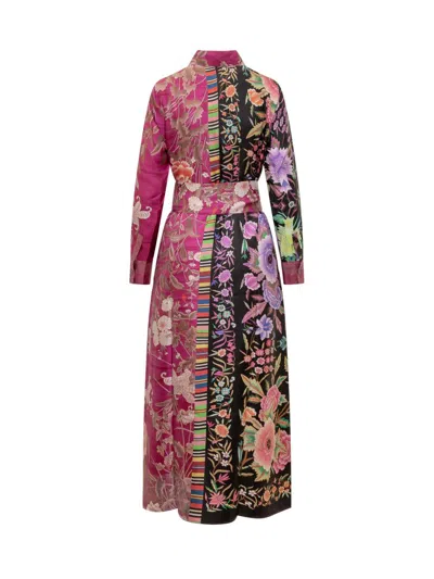 Shop Pierre-louis Mascia Pierre Louis Mascia Silk Dress With Floral Print In Purple