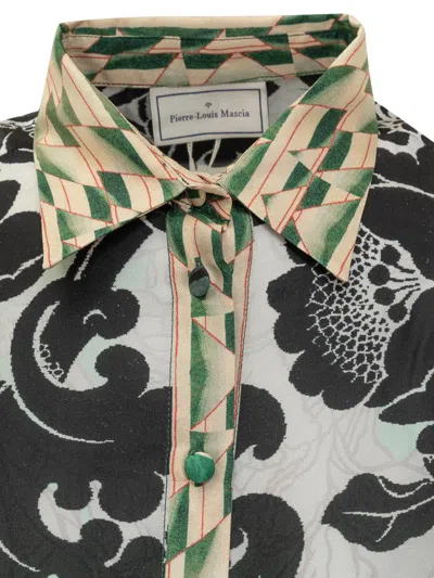 Shop Pierre-louis Mascia Pierre Louis Mascia Silk Shirt With Floral Pattern In Green