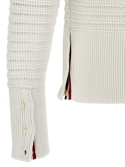 Shop Thom Browne Faux Crochet Stitch Sweater, Cardigans White
