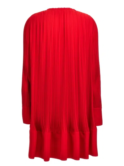 Shop Lanvin Flared Pleated Dresses Red