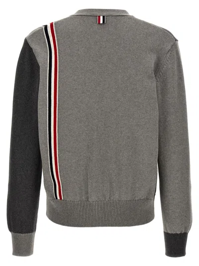 Shop Thom Browne Fun Mix Sweater, Cardigans Gray