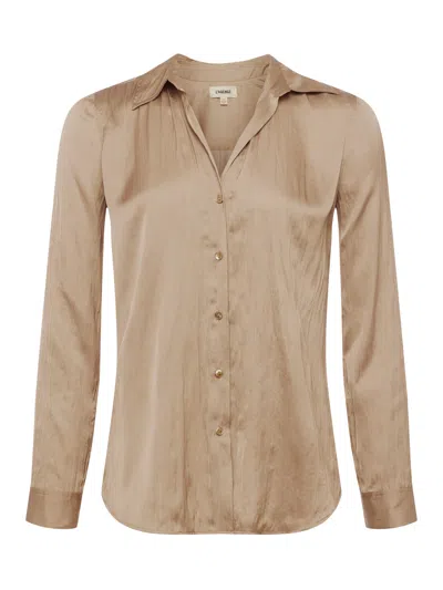 Shop L Agence Nina Crinkle-effect Blouse In Cappuccino