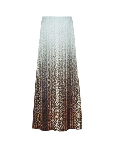 Shop Fendi Silk Skirt With Ff And Animalier Print