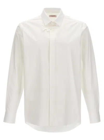 Shop Valentino Shirt With Flower Patch Shirt, Blouse White