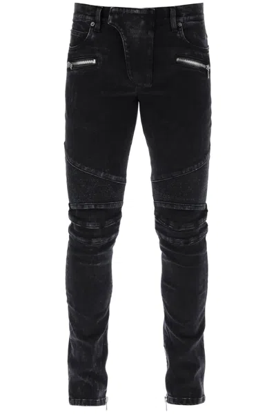 Shop Balmain Slim Biker Style Jeans Men In Black