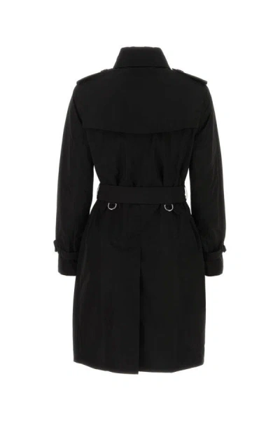 Shop Burberry Woman Black Polyester Trench Coat