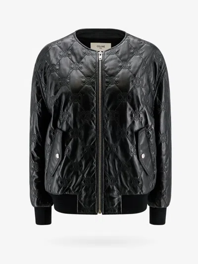 Shop Celine Woman Jacket Woman Black Leather Jackets